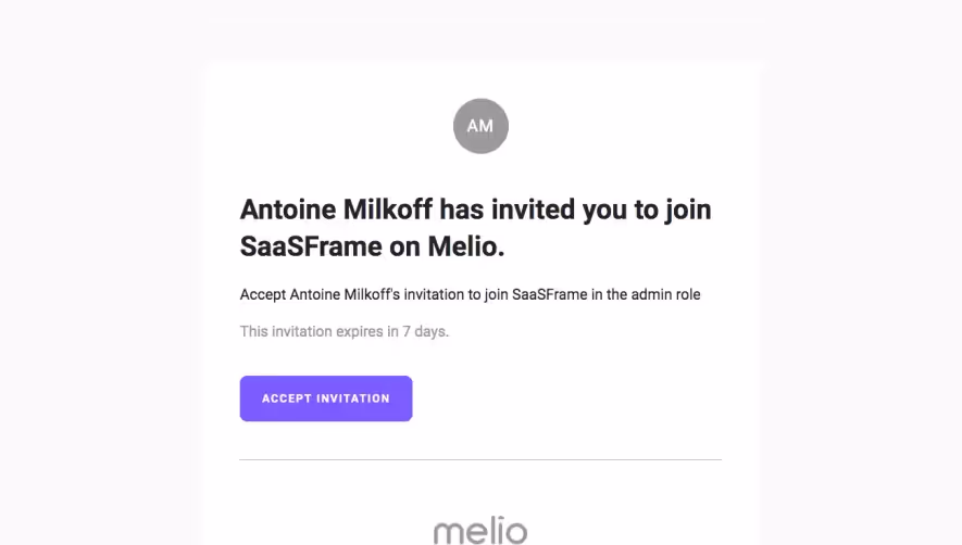 Melio Invitation Emails
