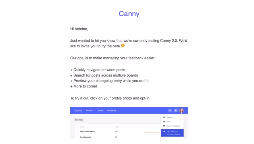 Canny Product Update Emails