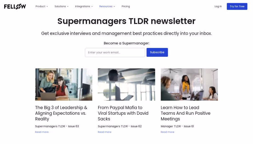 Fellow Newsletter Page