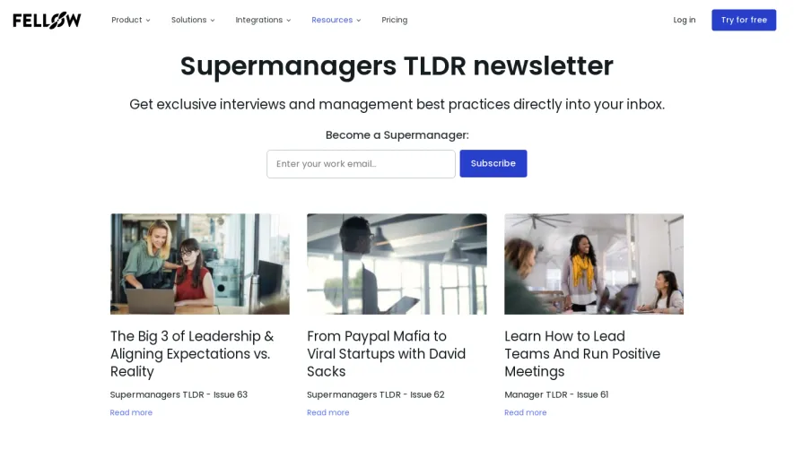 Fellow Newsletter Page