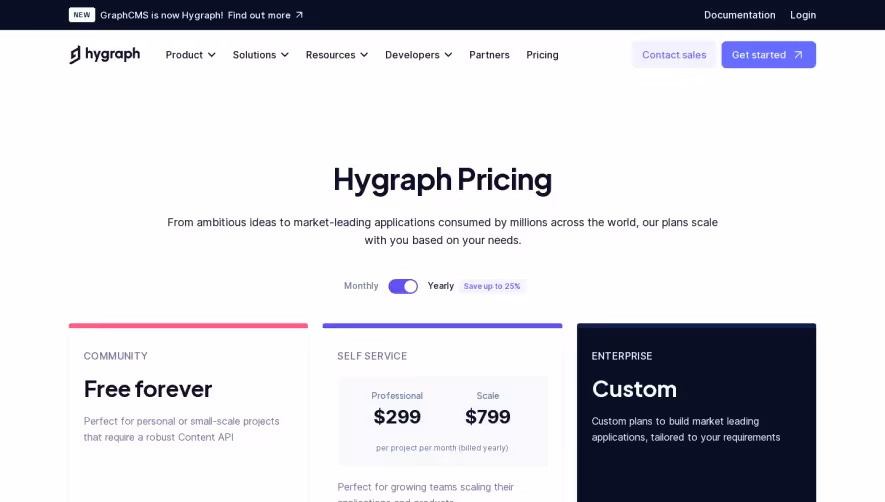 GraphCMS Pricing Page