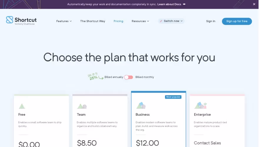 Shortcut lubhouse Pricing Page