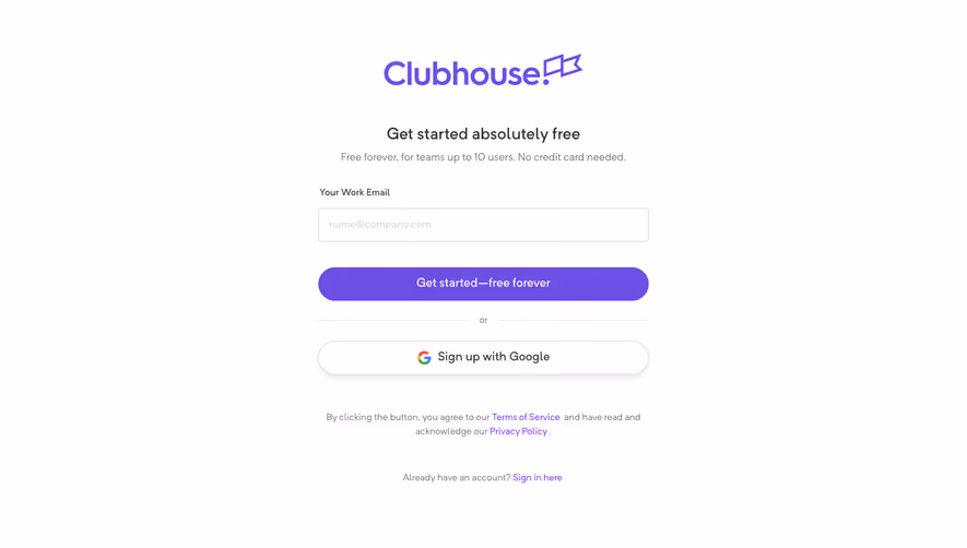 Shortcut Signup Page