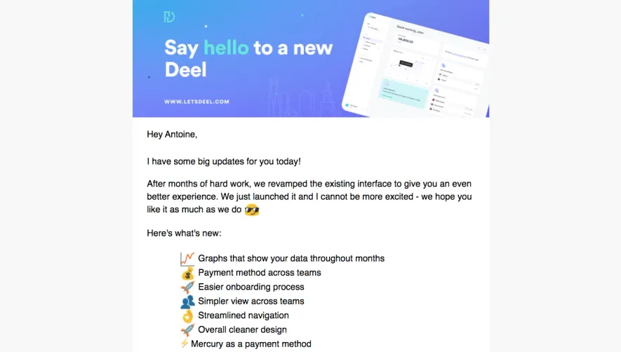 Deel Product Hunt Launch Email