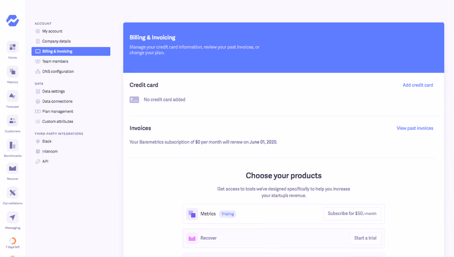 Baremetrics Upgrading Flow
