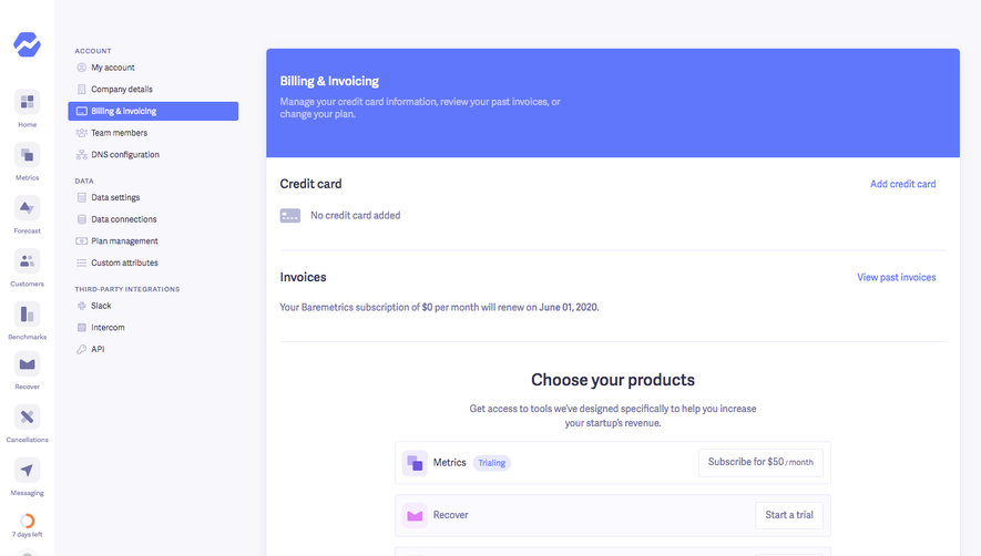 Baremetrics Upgrading Flow