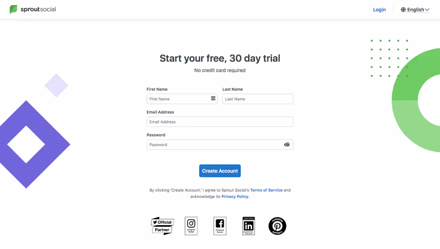 Sprout Social Signup Page