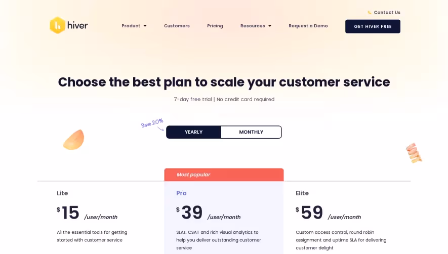 Hiver Pricing Page