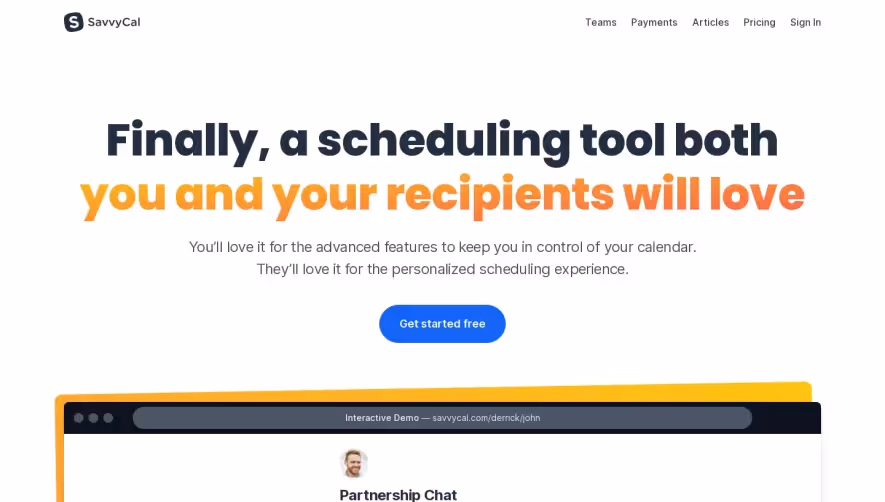 SavvyCal Landing Page