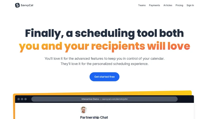 SavvyCal Landing Page