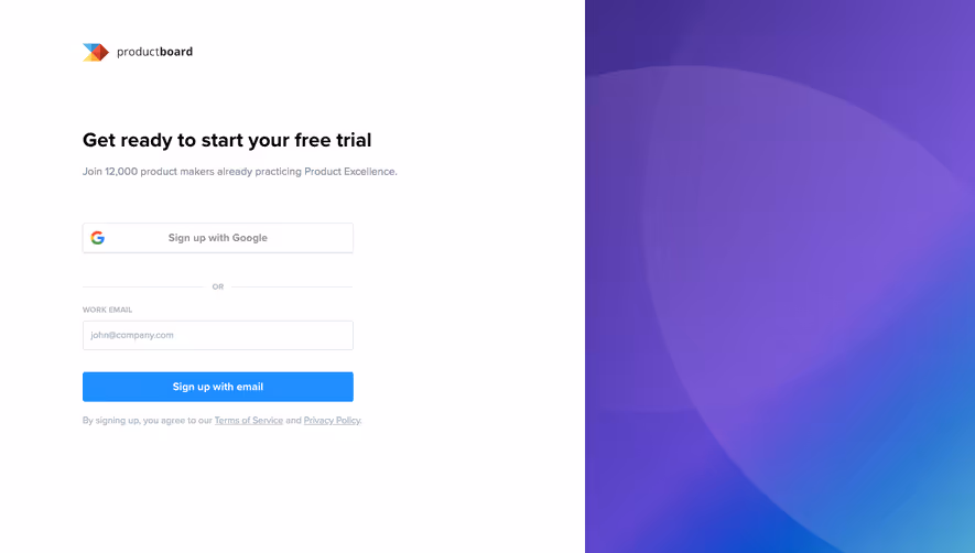 ProductBoard Signup Page