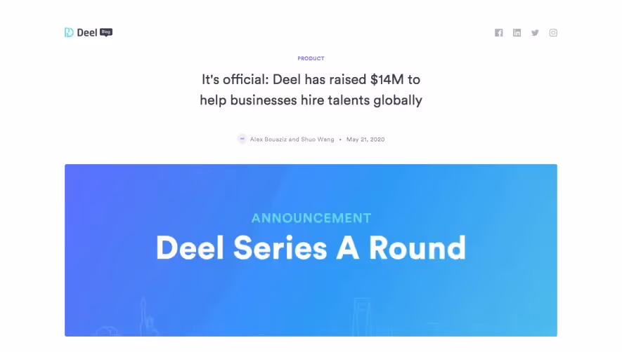 Deel Funding Announcement