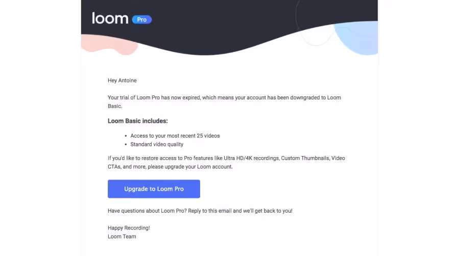Loom Free Trial Emails