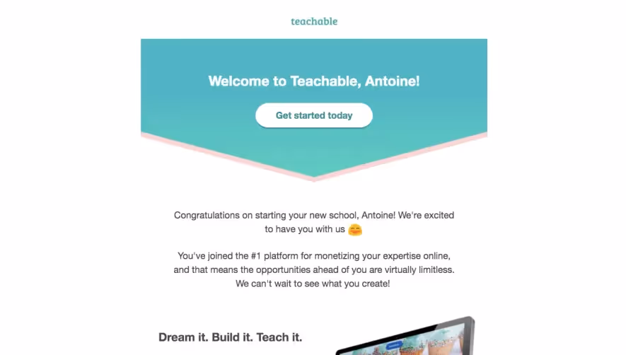 Teachable Welcome Email