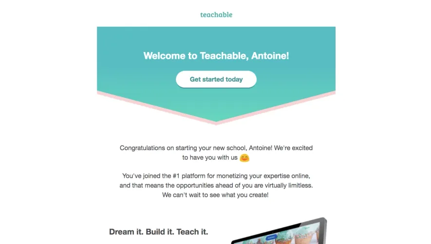 Teachable Welcome Email