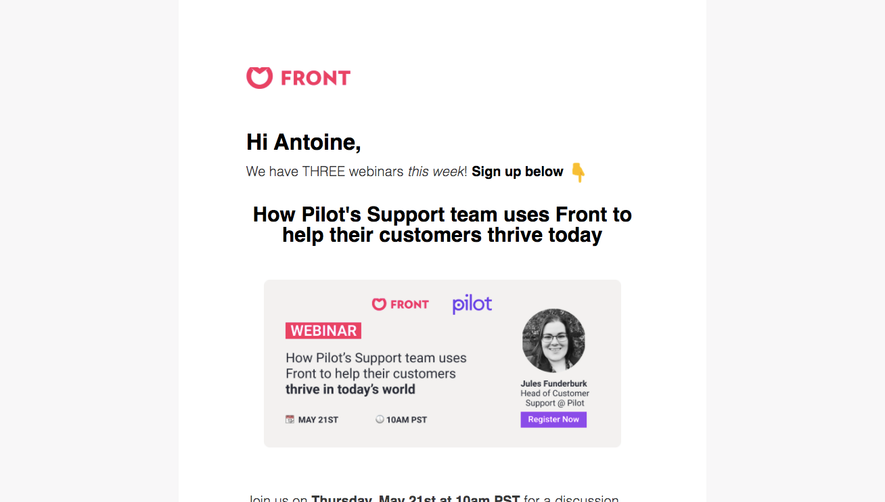 Front Webinars Emails