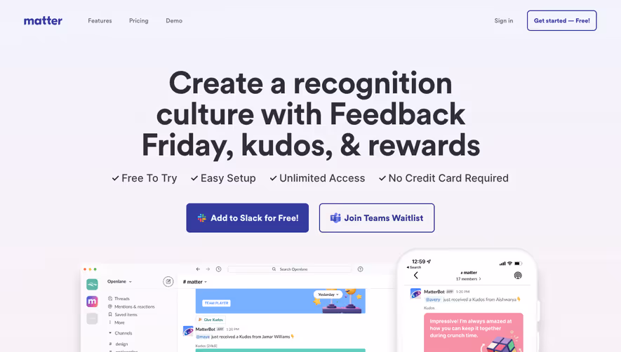 Matter Landing Page