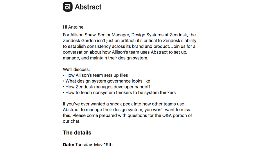 Abstract Webinar Emails