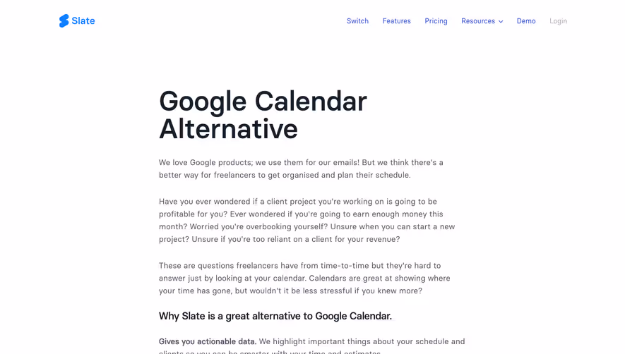 Slate Compared to Google Calendar