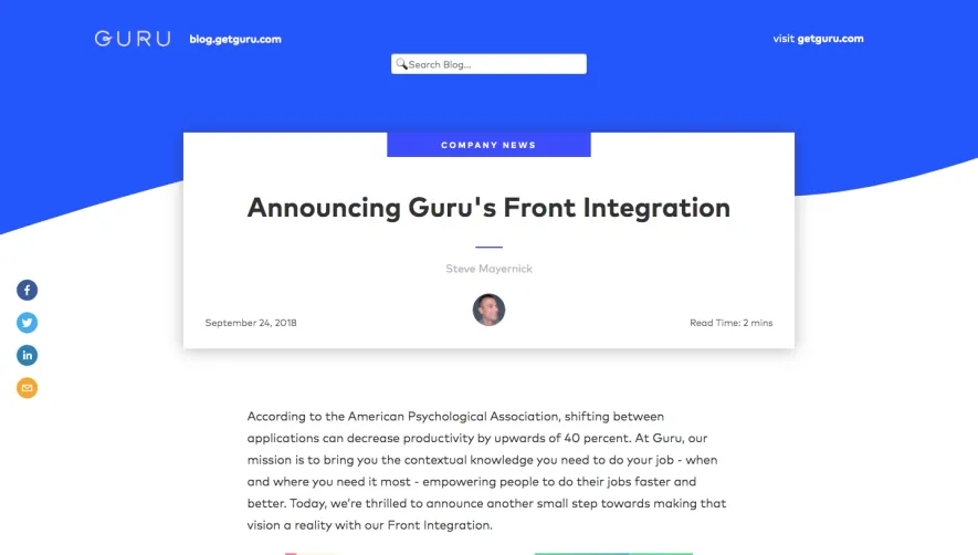 Guru New Integration