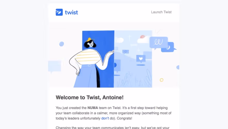 Twist Welcome Email