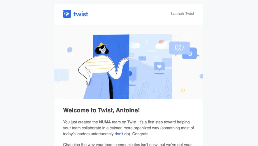 Twist Welcome Email