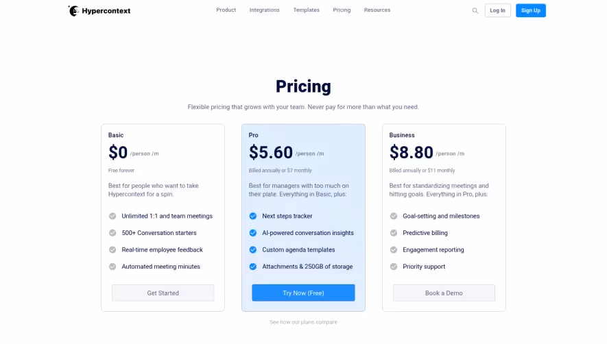 Hypercontext oapbox Pricing Page