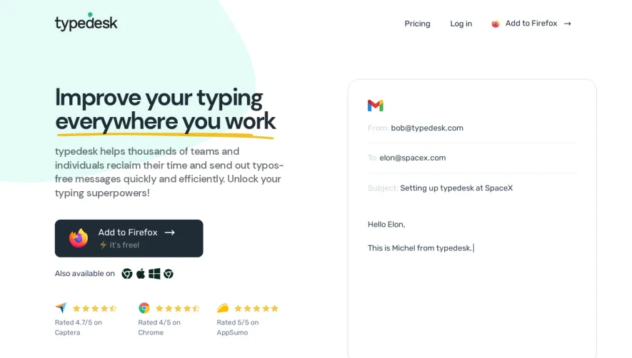 Typedesk Landing Page