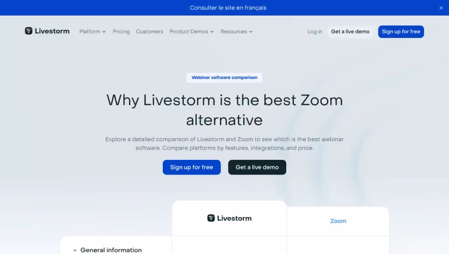 Livestorm Comparison Page