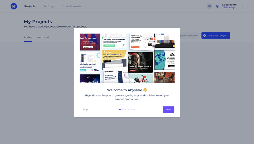 Abyssale User Onboarding