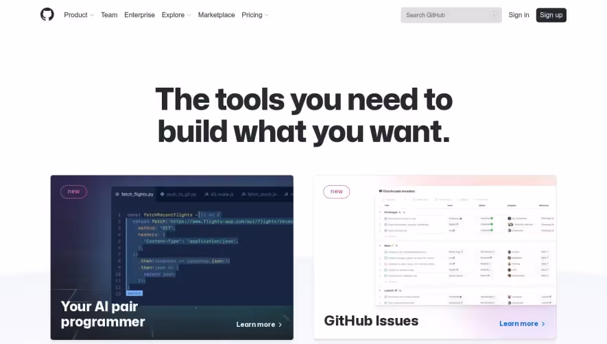 GitHub Features Page