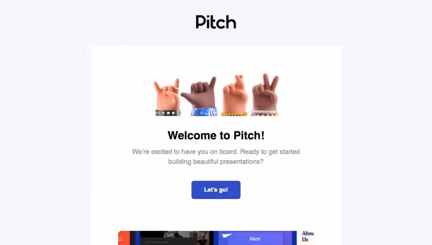 Pitch Welcome Email