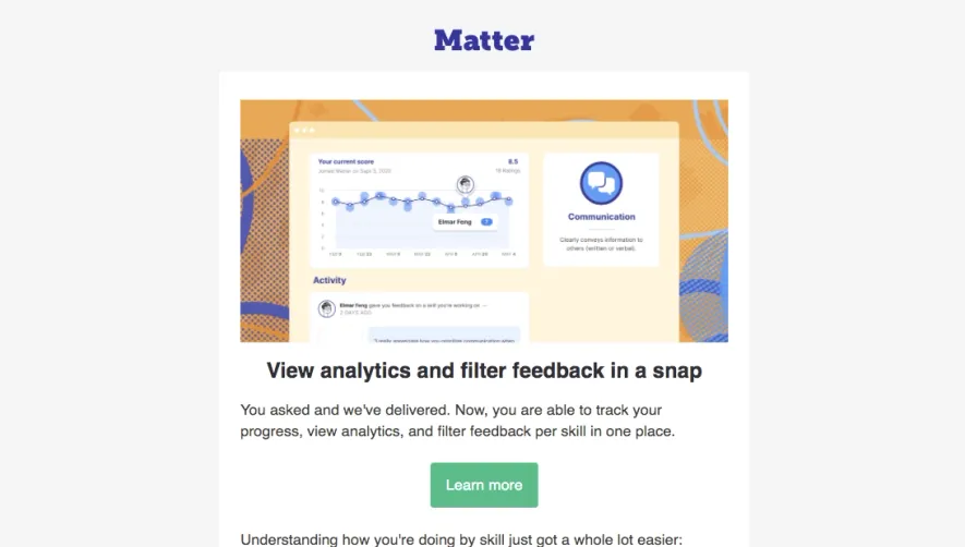 Matter Product Hunt Launch Email