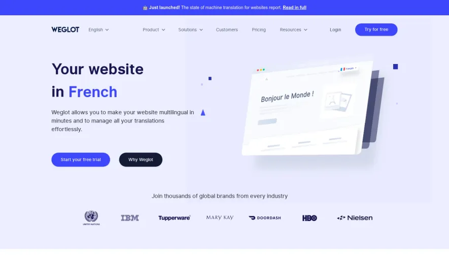 Weglot Landing Page