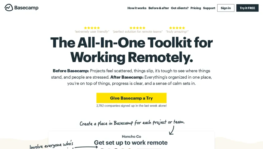 Basecamp Landing Page