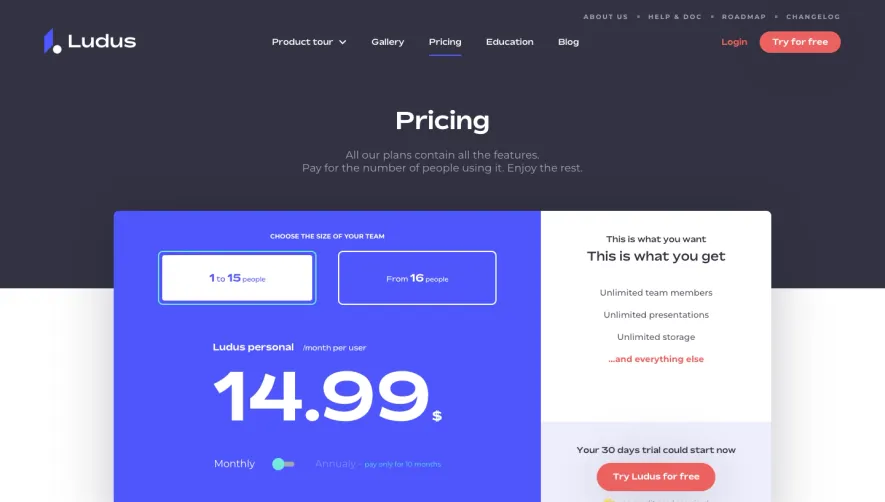 Ludus Pricing Page