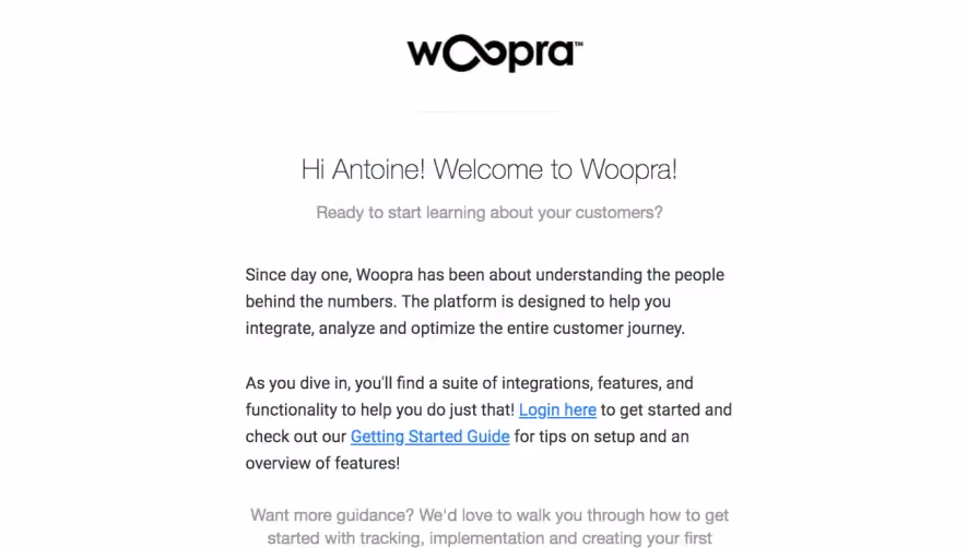 Woopra Welcome Email