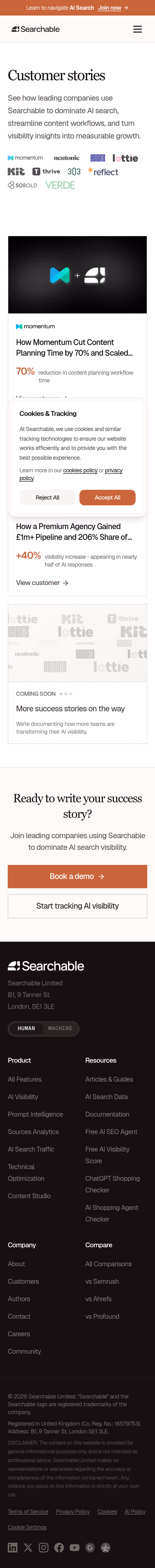 Searchable Customer Stories