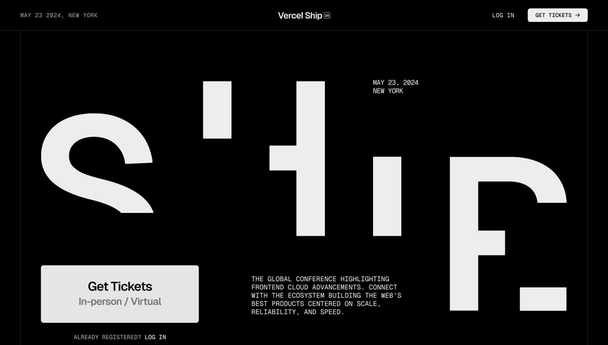 Vercel Ship Event Page