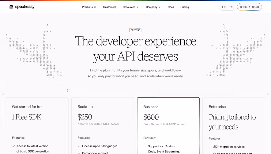 Speakeasy Pricing Page