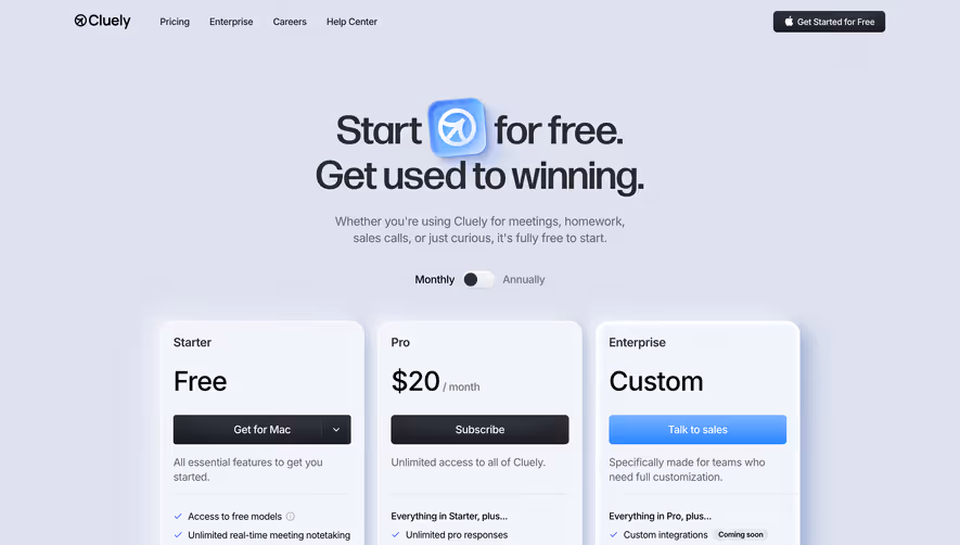 Cluely Pricing Page