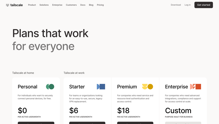 Tailscale Pricing Page