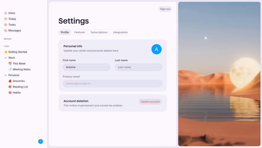 Superlist Profile Settings