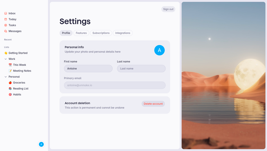 Superlist Profile Settings