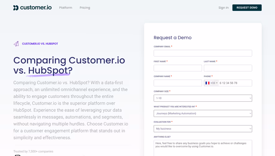 Customer.io Comparison Page