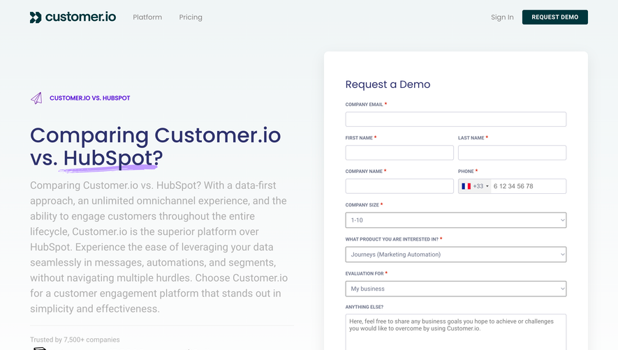 Customer.io Comparison Page
