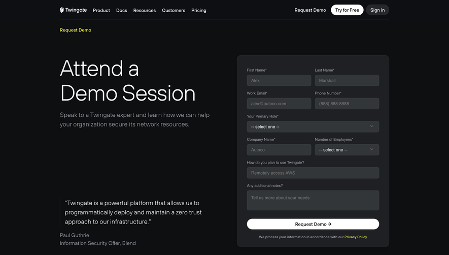 Twingate Demo Request