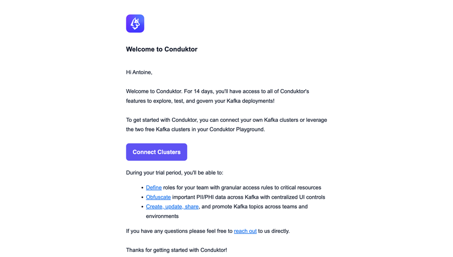 Conduktor Welcome Email