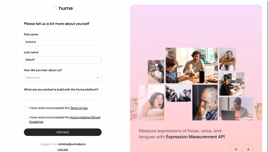 Hume AI Account Setup