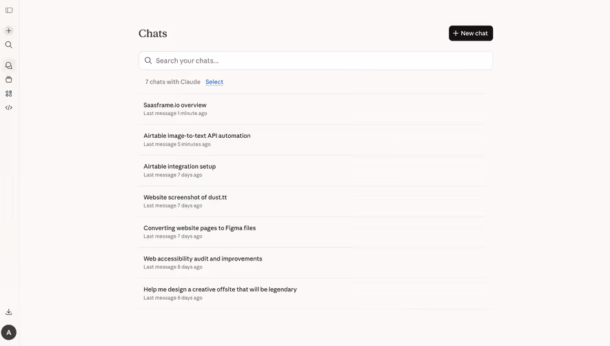 Claude Recent Chats